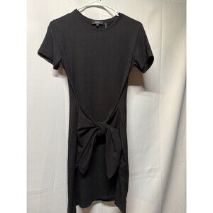 Theory Dakui Rubric Tie-Front Jersey T-Shirt Dress in Black Size Small